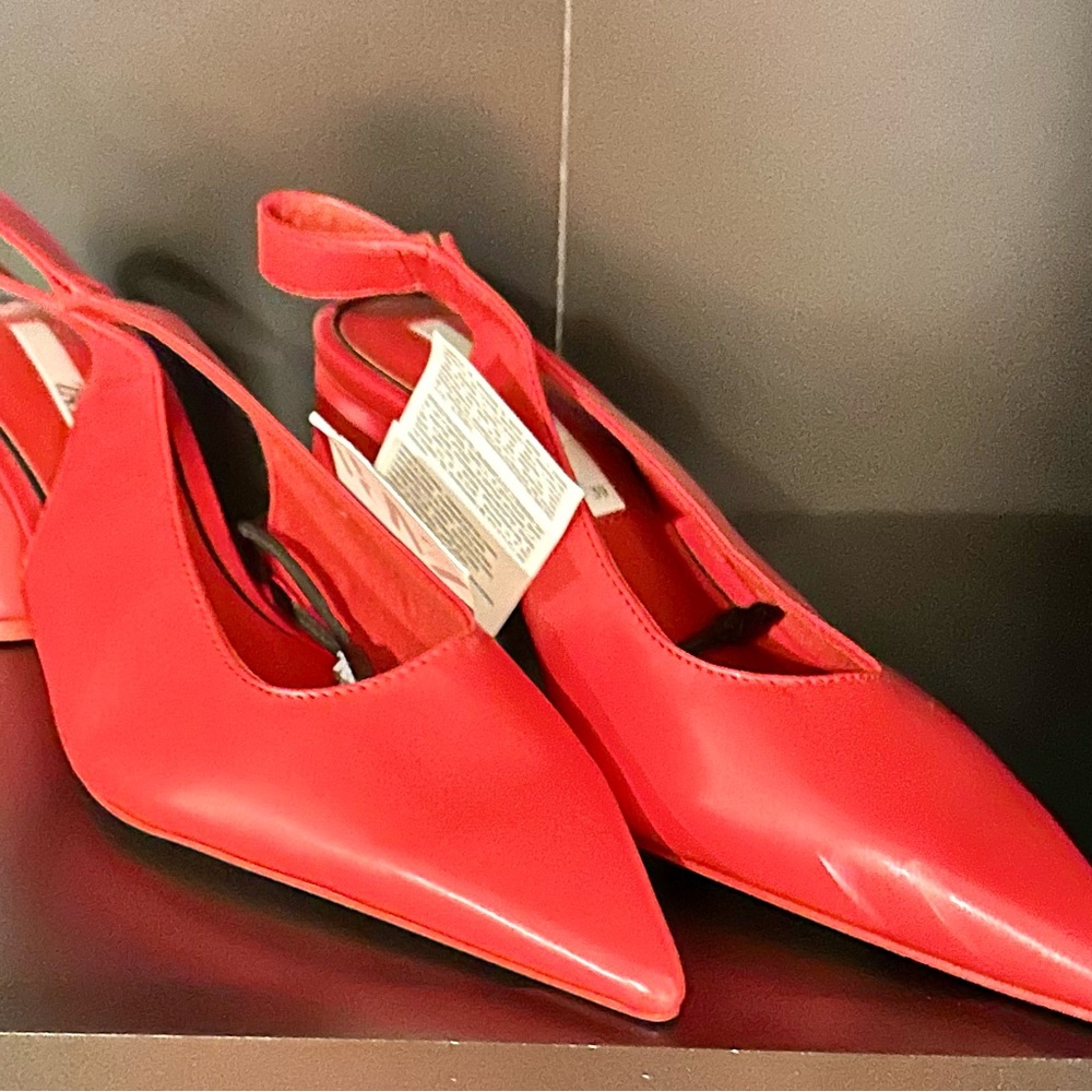 Zara Vibrant Red Slingback Heels